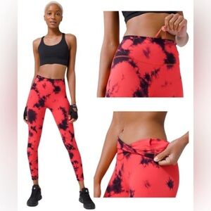 lululemon athletica Red & Black Tie-Dye High-Rise Leggings